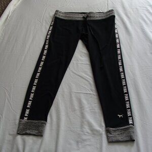 PINK by VICTORIA SECRET Black CROPPED YOGA Pant Sz MEDIUM ( 26.5 Inseam)